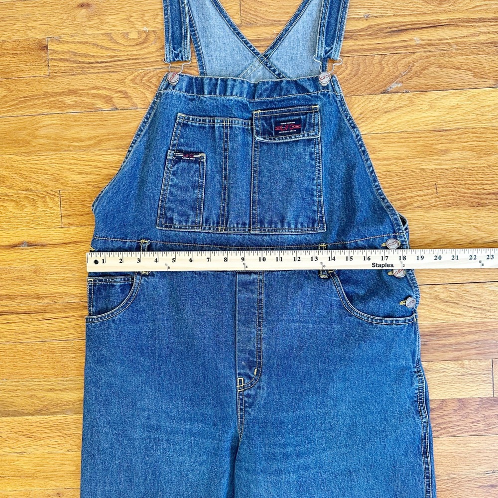 VTG LIFO American Brand Denim Bib Overalls Wide Leg Blue Womens XL Carpenter 90s - Picture 8 of 10
